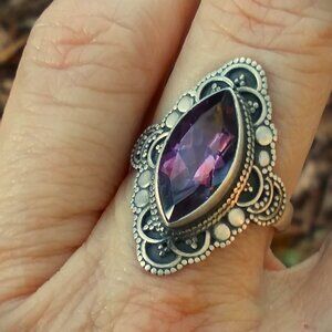 Amethyst ring in sterling silver size 8 3/4
